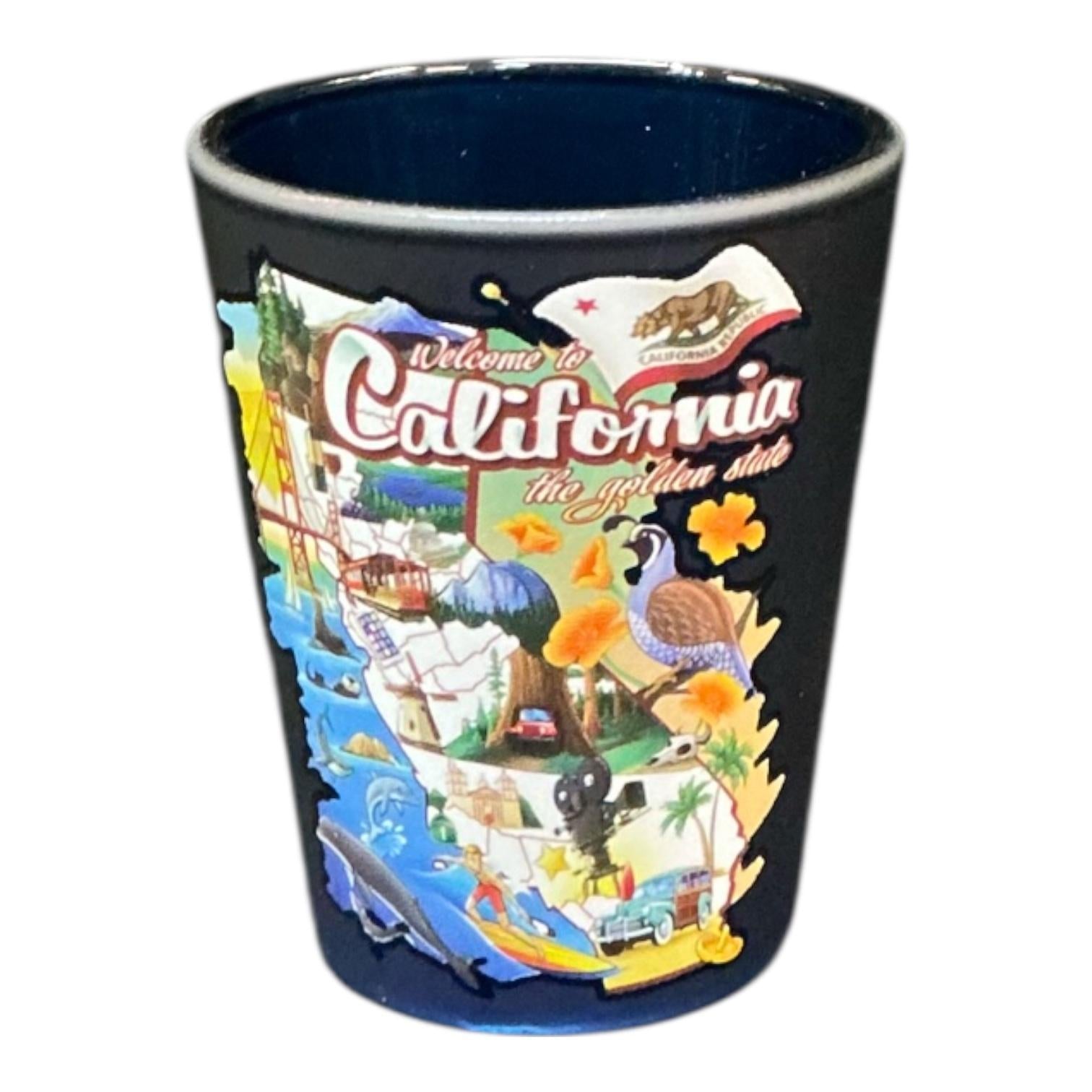 Shot Glass Ca Map And Bear Flag