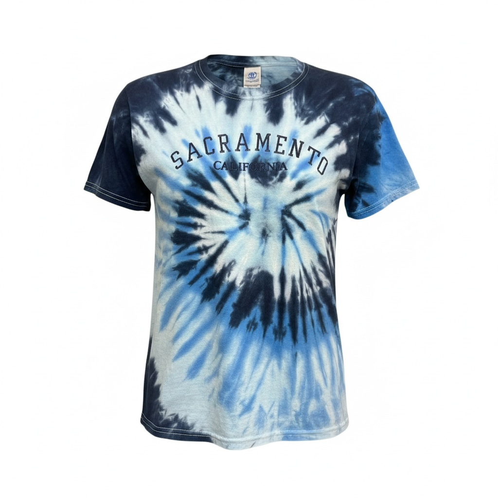 Youth T-Shirt Embroidered Sacramento Blue Tie-dye