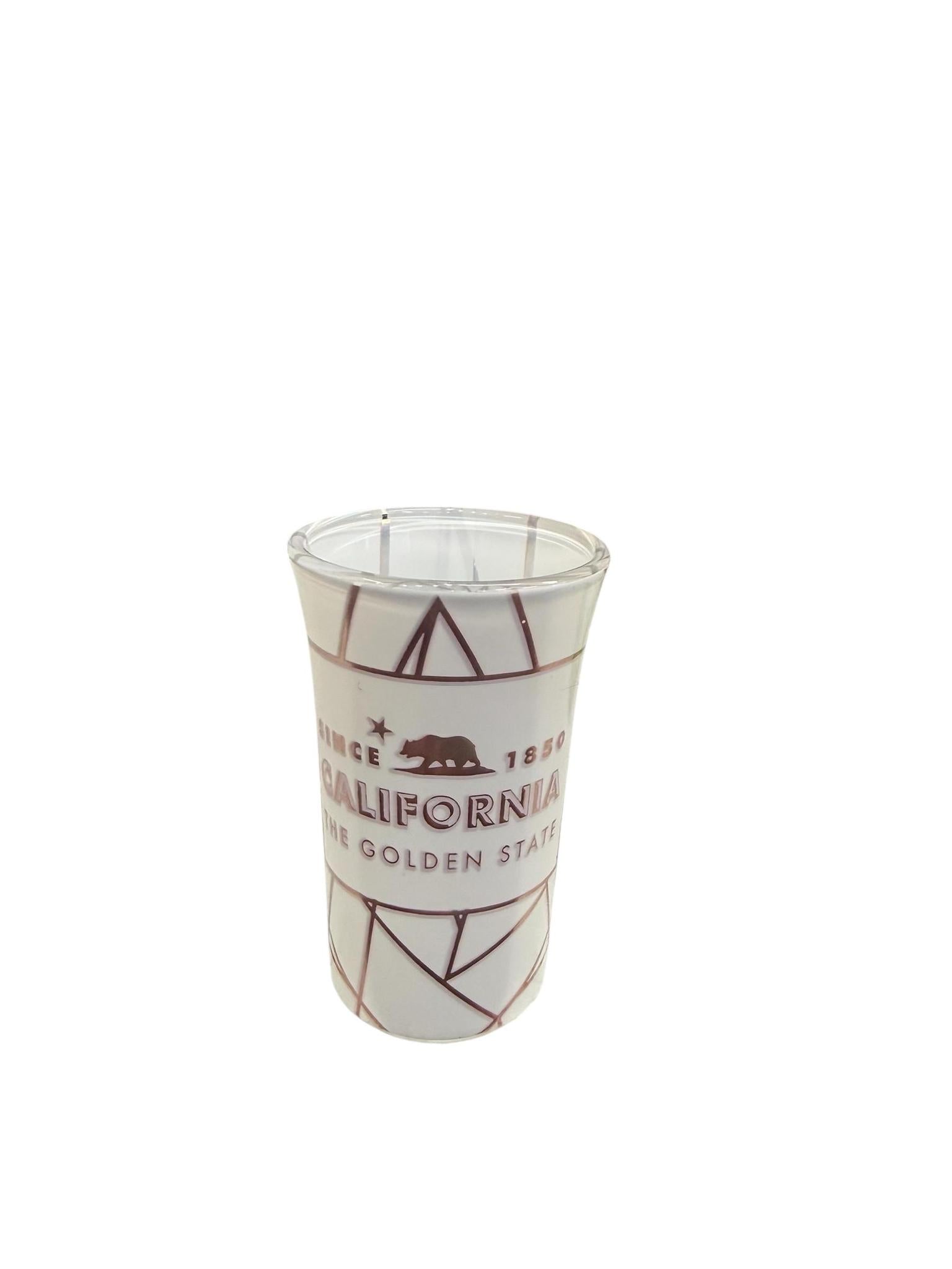 Shot Glass White CA Bronze Tulip