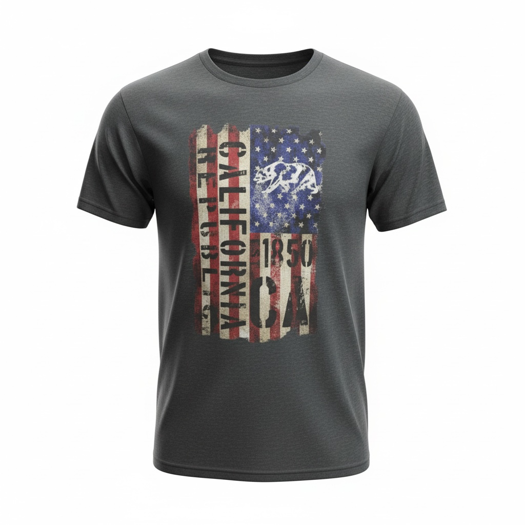 Adult T Shirt Ca Republic Flag