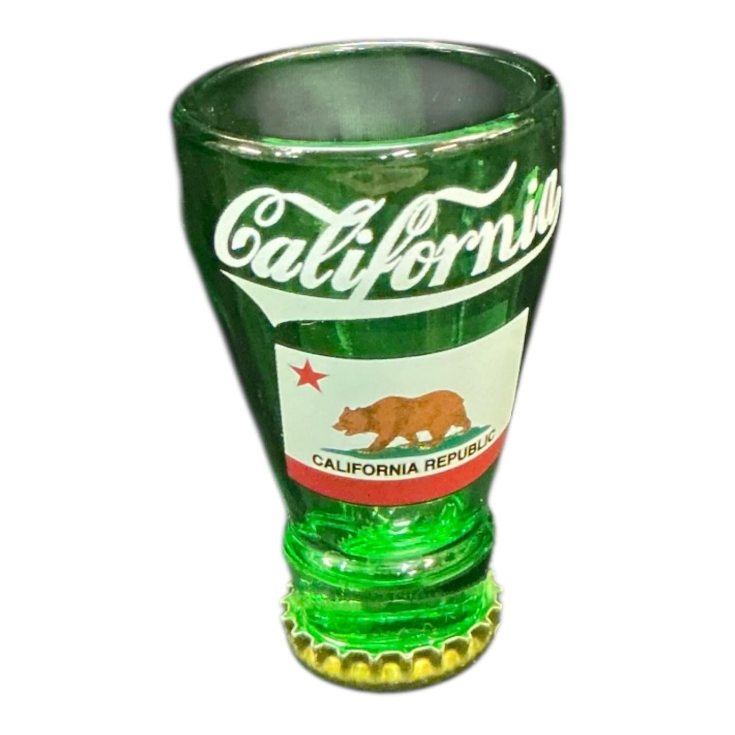 Shot Glass Green Beer Bottle Ca Flag
